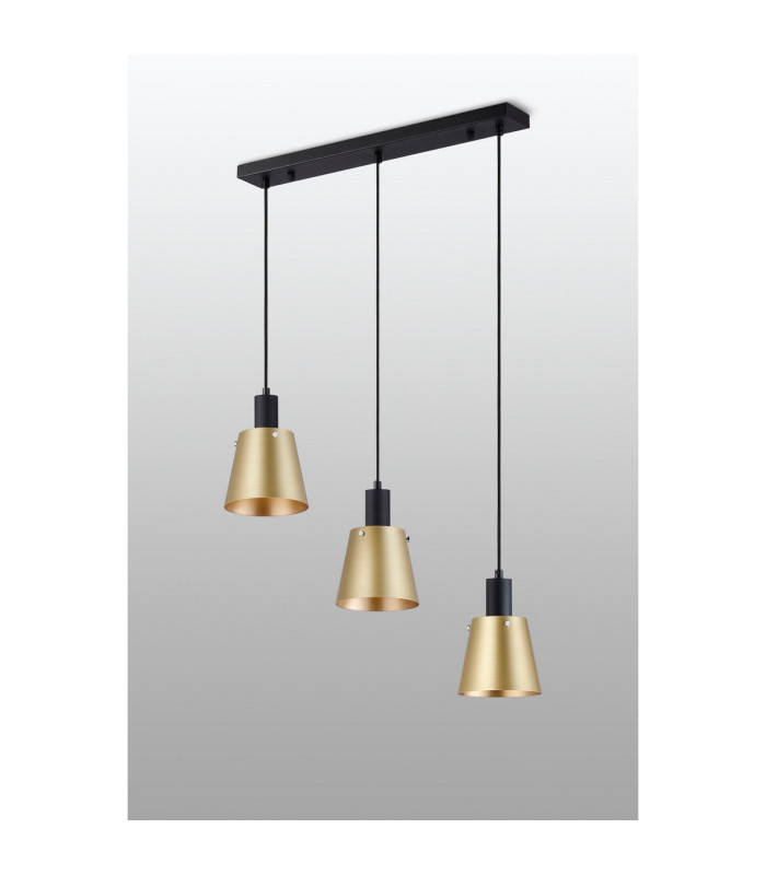 Greenport Linear Pendant 16cm x 14cm Shade 3 Light E27 Sand Black/Brass/Gold Metal Shade-7