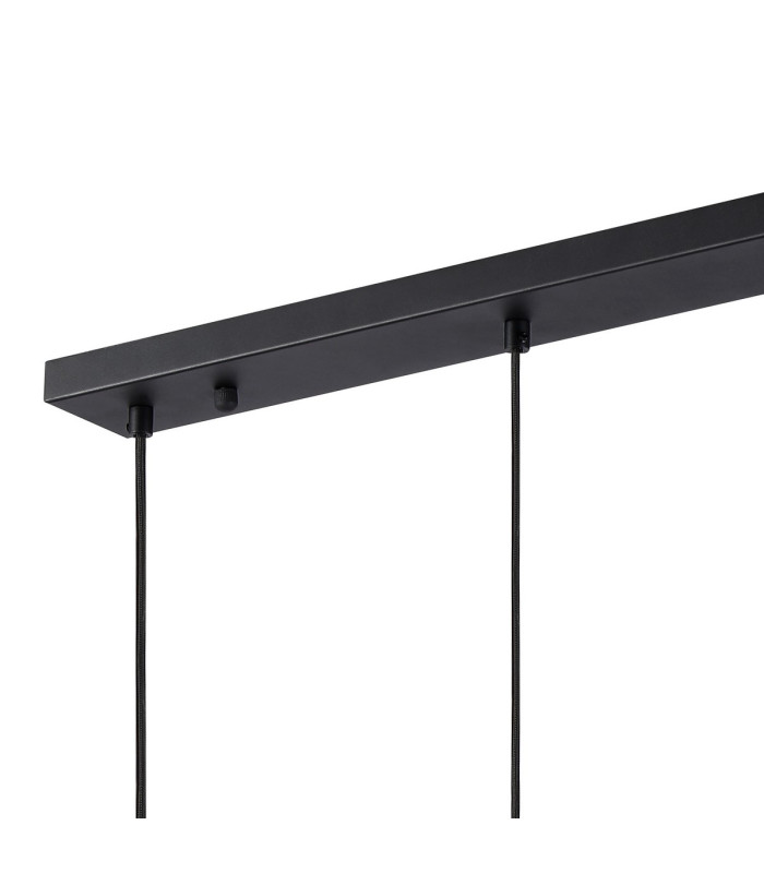 Greenport Linear Pendant 16cm x 14cm Shade 3 Light E27 Sand Black/Frosted White Glass Shade-4