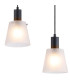 Greenport Linear Pendant 16cm x 14cm Shade 3 Light E27 Sand Black/Frosted White Glass Shade-5