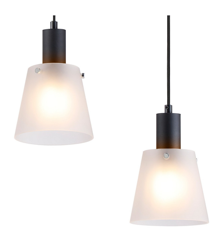 Greenport Linear Pendant 16cm x 14cm Shade 3 Light E27 Sand Black/Frosted White Glass Shade-5