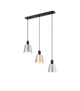 Greenport Linear Pendant 16cm x 14cm Shade 3 Light E27 Sand Black/Light Grey/Silver Metal Shade-1