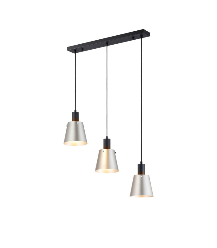 Greenport Linear Pendant 16cm x 14cm Shade 3 Light E27 Sand Black/Light Grey/Silver Metal Shade-1