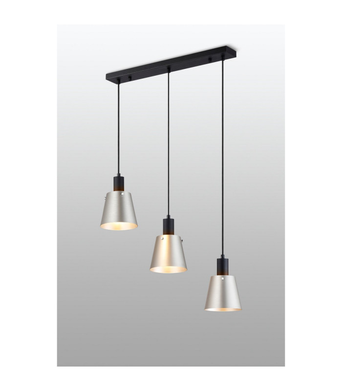 Greenport Linear Pendant 16cm x 14cm Shade 3 Light E27 Sand Black/Light Grey/Silver Metal Shade-3