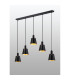 Greenport Linear Pendant 16cm x 14cm Shade 5 Light E27 Sand Black/Black/Gold Metal Shade-3