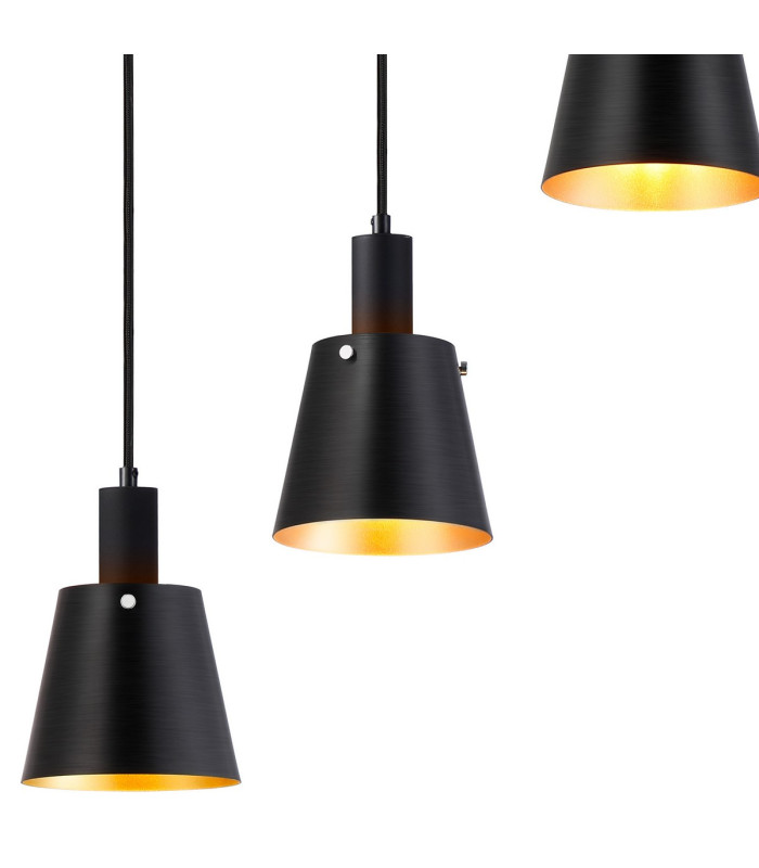 Greenport Linear Pendant 16cm x 14cm Shade 5 Light E27 Sand Black/Black/Gold Metal Shade-6