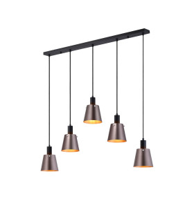 Greenport Linear Pendant 16cm x 14cm Shade 5 Light E27 Sand Black/Brown/Copper Metal Shade-1