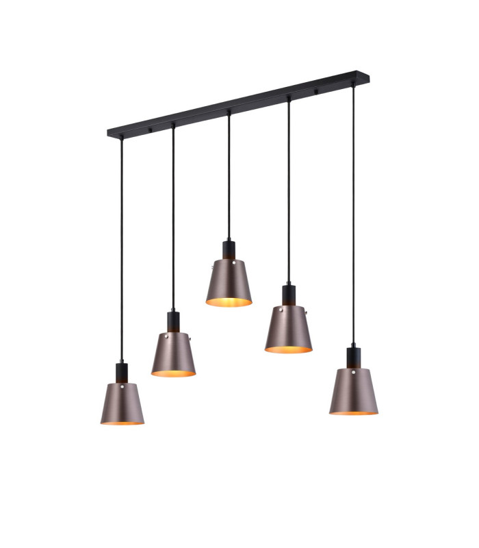 Greenport Linear Pendant 16cm x 14cm Shade 5 Light E27 Sand Black/Brown/Copper Metal Shade-1