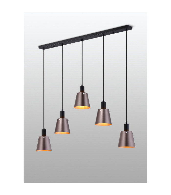 Greenport Linear Pendant 16cm x 14cm Shade 5 Light E27 Sand Black/Brown/Copper Metal Shade-3
