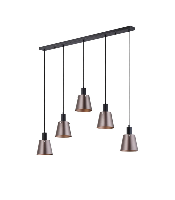 Greenport Linear Pendant 16cm x 14cm Shade 5 Light E27 Sand Black/Brown/Copper Metal Shade-4