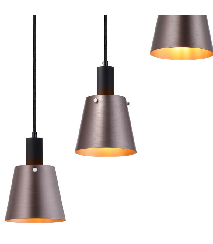 Greenport Linear Pendant 16cm x 14cm Shade 5 Light E27 Sand Black/Brown/Copper Metal Shade-6