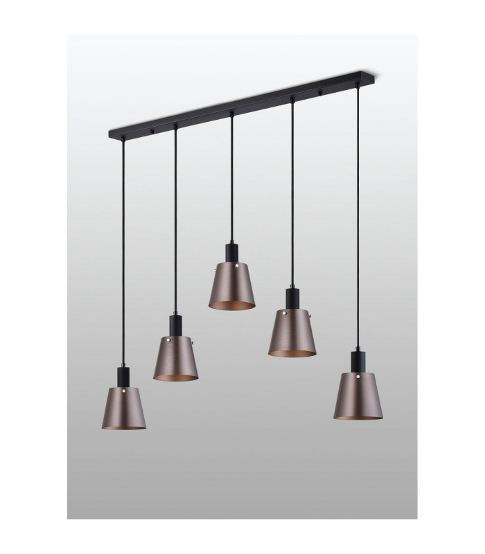Greenport Linear Pendant 16cm x 14cm Shade 5 Light E27 Sand Black/Brown/Copper Metal Shade-8