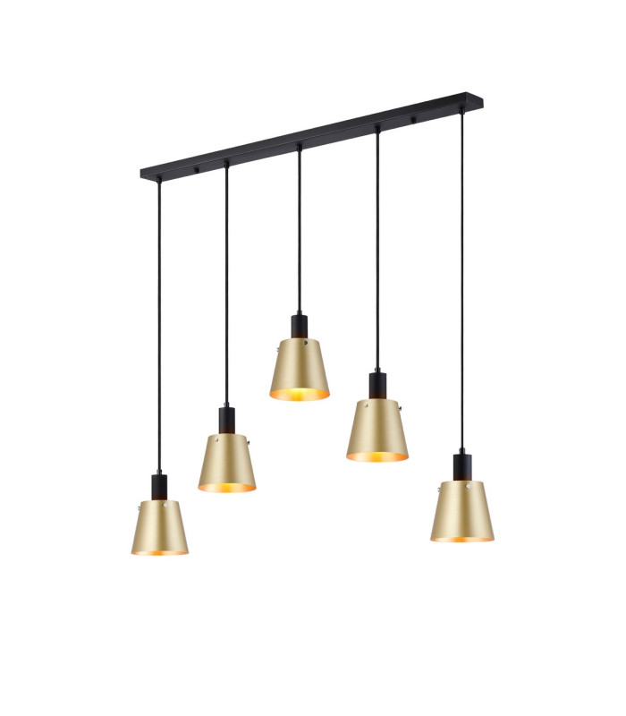Greenport Linear Pendant 16cm x 14cm Shade 5 Light E27 Sand Black/Brass/Gold Metal Shade-1