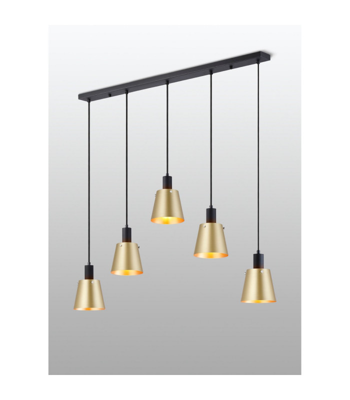 Greenport Linear Pendant 16cm x 14cm Shade 5 Light E27 Sand Black/Brass/Gold Metal Shade-3