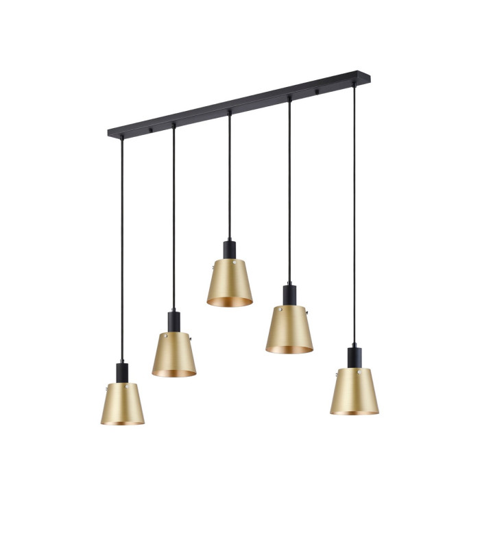 Greenport Linear Pendant 16cm x 14cm Shade 5 Light E27 Sand Black/Brass/Gold Metal Shade-4