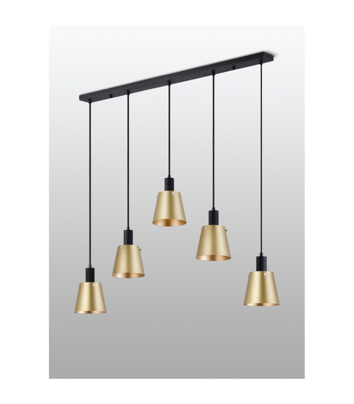 Greenport Linear Pendant 16cm x 14cm Shade 5 Light E27 Sand Black/Brass/Gold Metal Shade-8