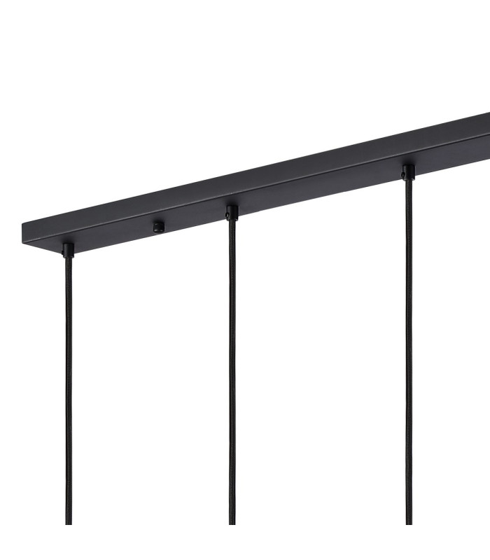 Greenport Linear Pendant 16cm x 14cm Shade 5 Light E27 Sand Black/Frosted White Glass Shade-5
