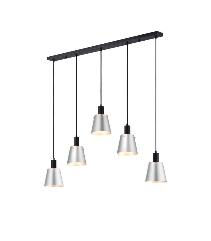 Greenport Linear Pendant 16cm x 14cm Shade 5 Light E27 Sand Black/Light Grey/Silver Metal Shade-1