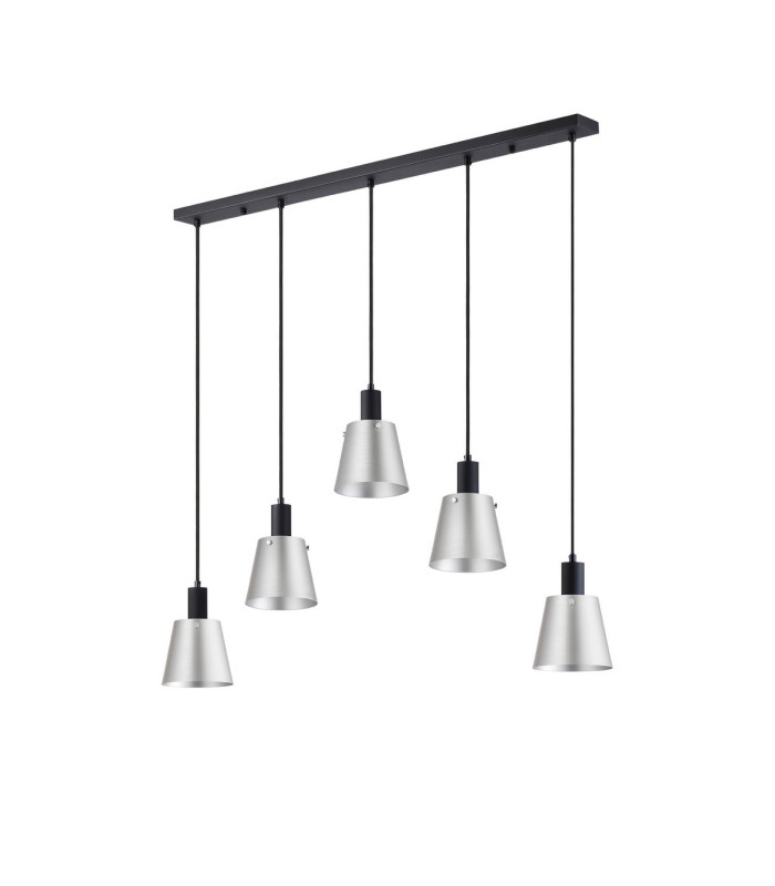 Greenport Linear Pendant 16cm x 14cm Shade 5 Light E27 Sand Black/Light Grey/Silver Metal Shade-4