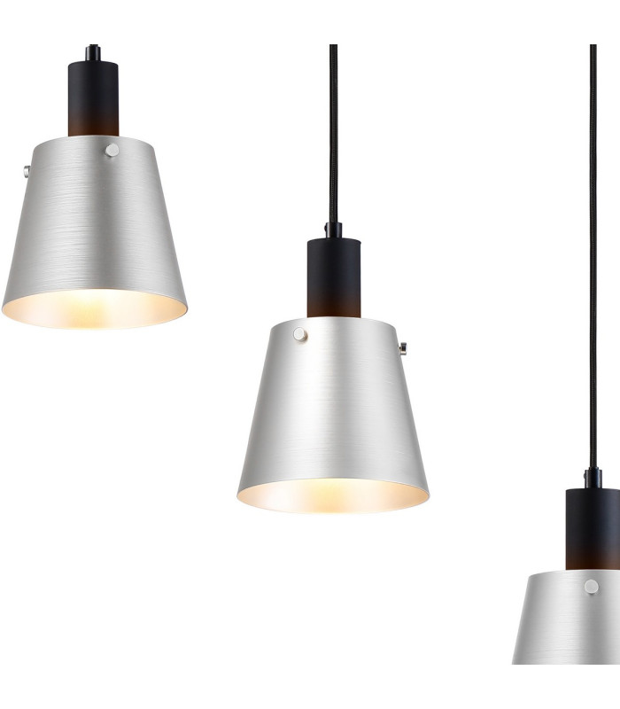 Greenport Linear Pendant 16cm x 14cm Shade 5 Light E27 Sand Black/Light Grey/Silver Metal Shade-7