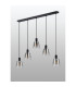 Greenport Linear Pendant 16cm x 14cm Shade 5 Light E27 Sand Black/Smoke Faded Glass Shade-8