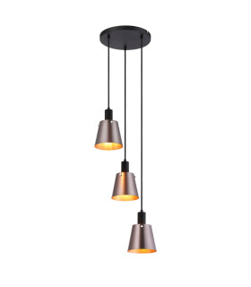 Greenport 41cm Round Pendant 16cm x 14cm Shade 3 Light E27 Sand Black/Brown/Copper Metal Shade-1