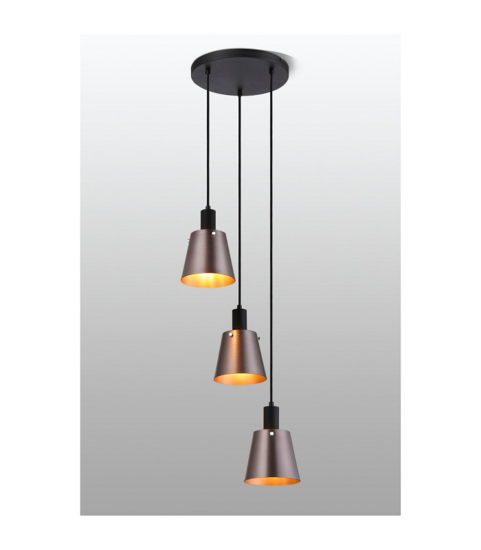 Greenport 41cm Round Pendant 16cm x 14cm Shade 3 Light E27 Sand Black/Brown/Copper Metal Shade-3