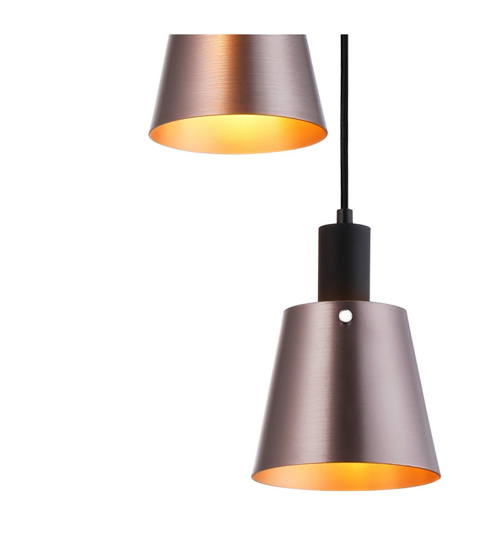 Greenport 41cm Round Pendant 16cm x 14cm Shade 3 Light E27 Sand Black/Brown/Copper Metal Shade-7