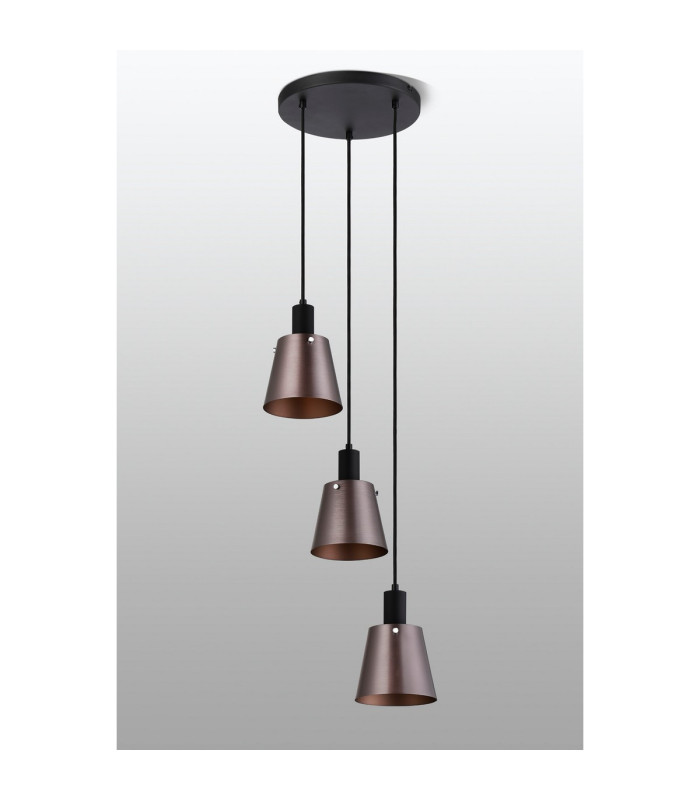 Greenport 41cm Round Pendant 16cm x 14cm Shade 3 Light E27 Sand Black/Brown/Copper Metal Shade-8