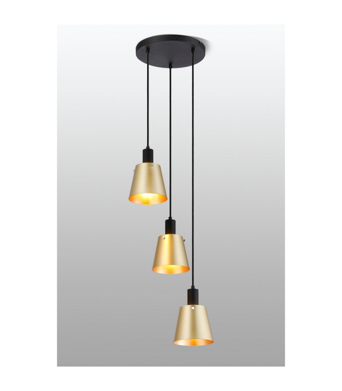 Greenport 41cm Round Pendant 16cm x 14cm Shade 3 Light E27 Sand Black/Brass/Gold Metal Shade-3