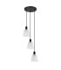 Greenport 41cm Round Pendant 16cm x 14cm Shade 3 Light E27 Sand Black/Frosted White Glass Shade-4