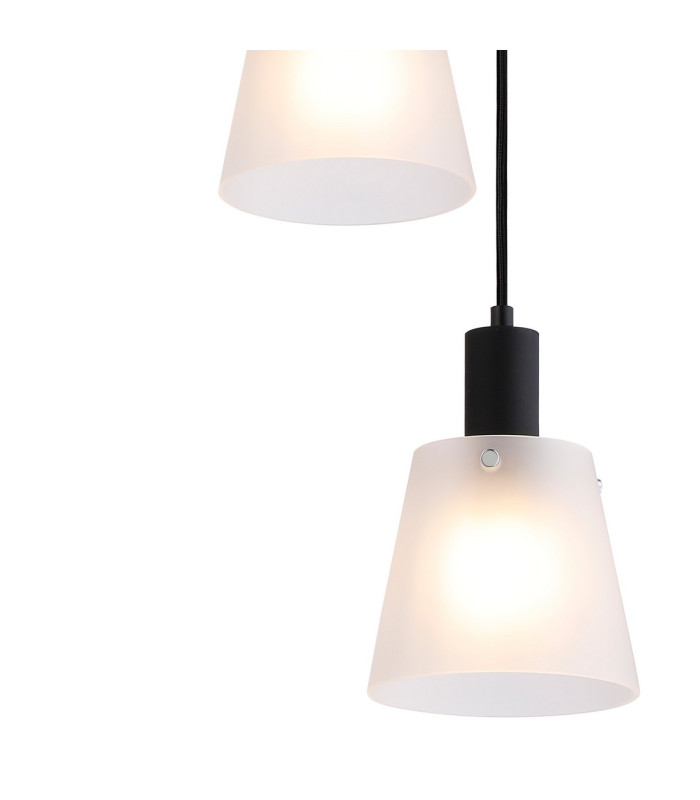 Greenport 41cm Round Pendant 16cm x 14cm Shade 3 Light E27 Sand Black/Frosted White Glass Shade-7