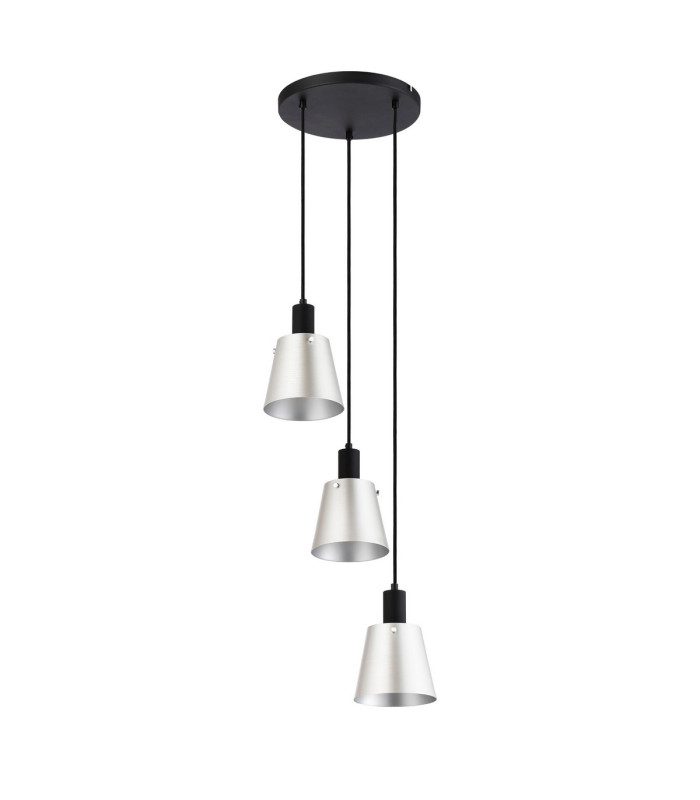 Greenport 41cm Round Pendant 16cm x 14cm Shade 3 Light E27 Sand Black/Light Grey/Silver Metal Shade-4