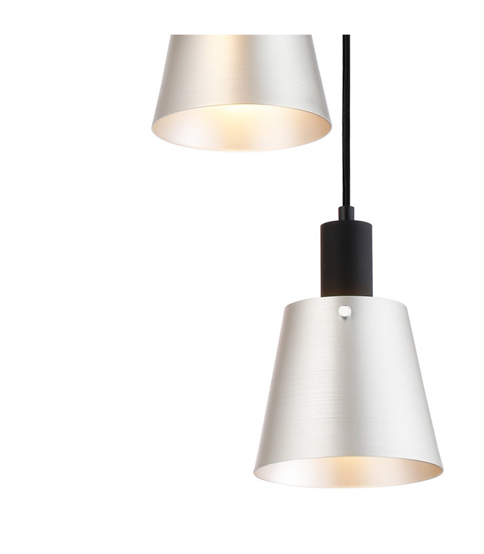 Greenport 41cm Round Pendant 16cm x 14cm Shade 3 Light E27 Sand Black/Light Grey/Silver Metal Shade-7