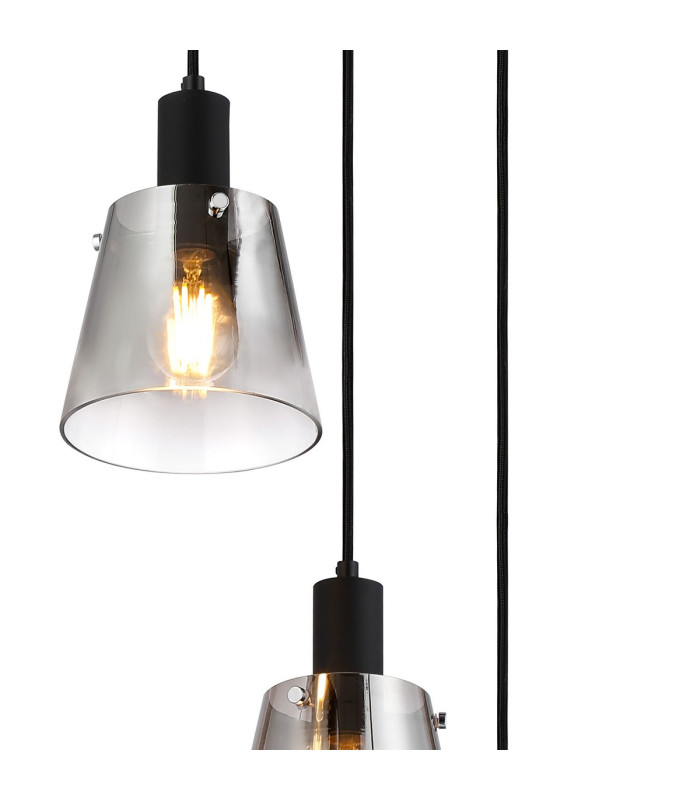 Greenport 41cm Round Pendant 16cm x 14cm Shade 3 Light E27 Sand Black/Smoke Faded Glass Shade-6