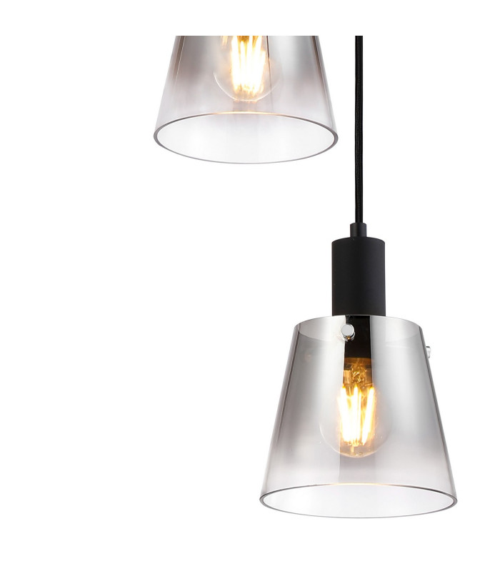 Greenport 41cm Round Pendant 16cm x 14cm Shade 3 Light E27 Sand Black/Smoke Faded Glass Shade-7