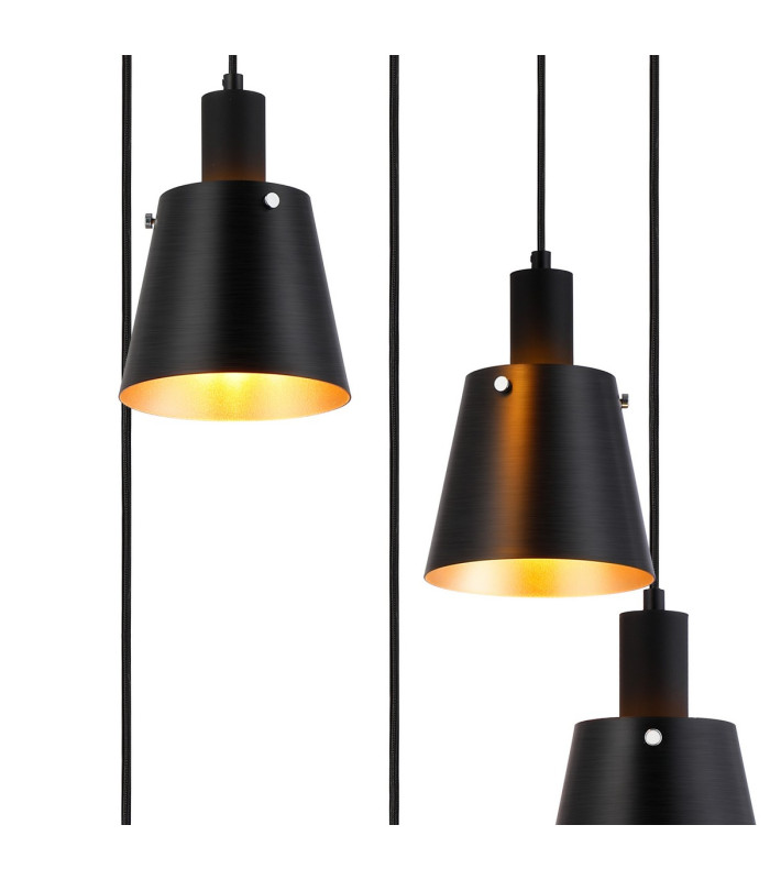 Greenport 53cm Round Pendant 16cm x 14cm Shade 5 Light E27 Sand Black/Black/Gold Metal Shade-6