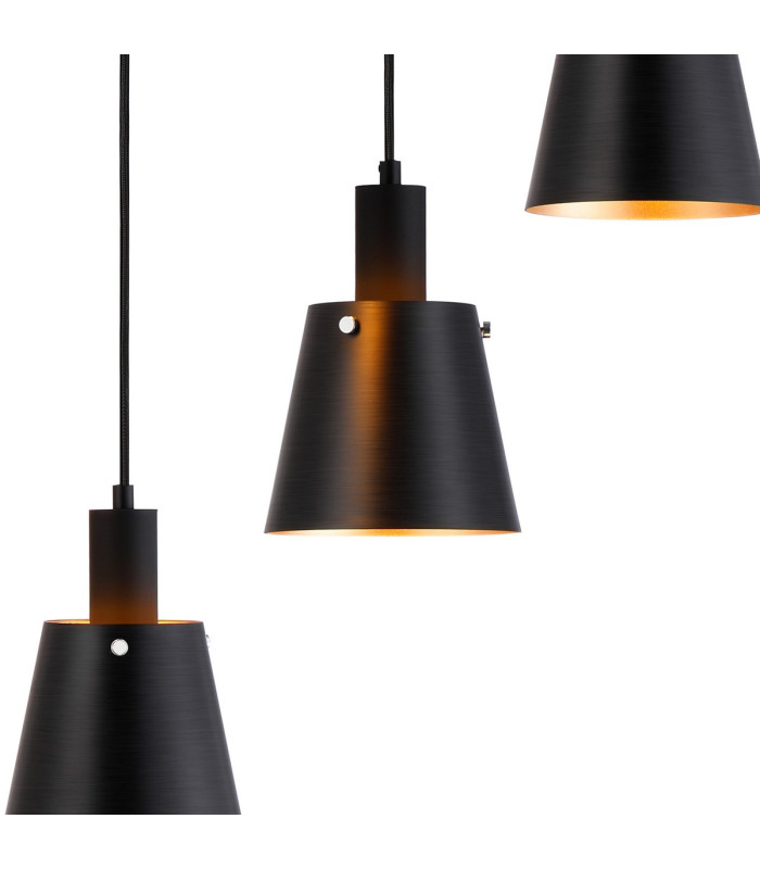 Greenport 53cm Round Pendant 16cm x 14cm Shade 5 Light E27 Sand Black/Black/Gold Metal Shade-7