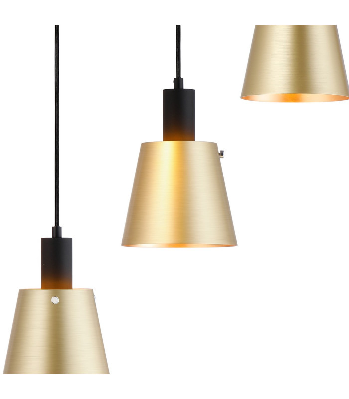 Greenport 53cm Round Pendant 16cm x 14cm Shade 5 Light E27 Sand Black/Brass/Gold Metal Shade-7