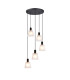 Greenport 53cm Round Pendant 16cm x 14cm Shade 5 Light E27 Sand Black/Frosted White Glass Shade-1