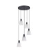 Greenport 53cm Round Pendant 16cm x 14cm Shade 5 Light E27 Sand Black/Frosted White Glass Shade-4