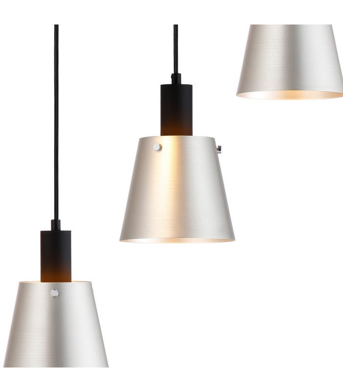 Greenport 53cm Round Pendant 16cm x 14cm Shade 5 Light E27 Sand Black/Light Grey/Silver Metal Shade-7
