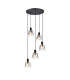 Greenport 53cm Round Pendant 16cm x 14cm Shade 5 Light E27 Sand Black/Smoke Faded Glass Shade-1