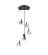 Greenport 53cm Round Pendant 16cm x 14cm Shade 5 Light E27 Sand Black/Smoke Faded Glass Shade-4