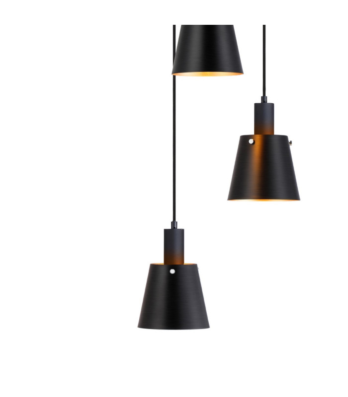 Greenport 58cm Round Pendant 16cm x 14cm Shade 7 Light E27 Sand Black/Black/Gold Metal Shade-7