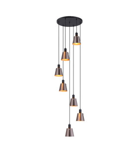 Greenport 58cm Round Pendant 16cm x 14cm Shade 7 Light E27 Sand Black/Brown/Copper Metal Shade-1