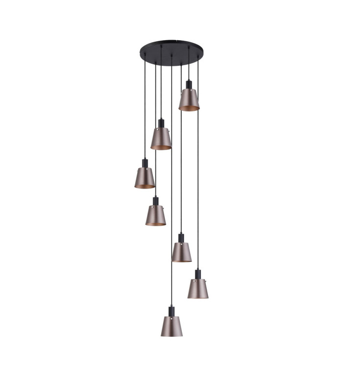 Greenport 58cm Round Pendant 16cm x 14cm Shade 7 Light E27 Sand Black/Brown/Copper Metal Shade-4