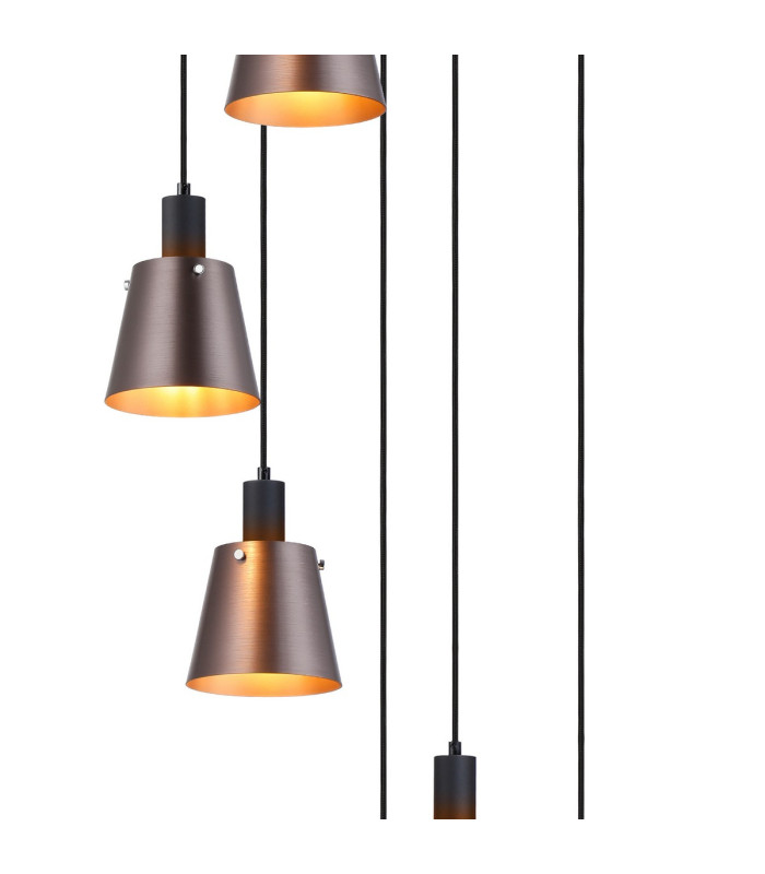 Greenport 58cm Round Pendant 16cm x 14cm Shade 7 Light E27 Sand Black/Brown/Copper Metal Shade-6