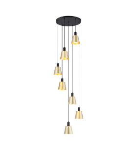 Greenport 58cm Round Pendant 16cm x 14cm Shade 7 Light E27 Sand Black/Brass/Gold Metal Shade-1