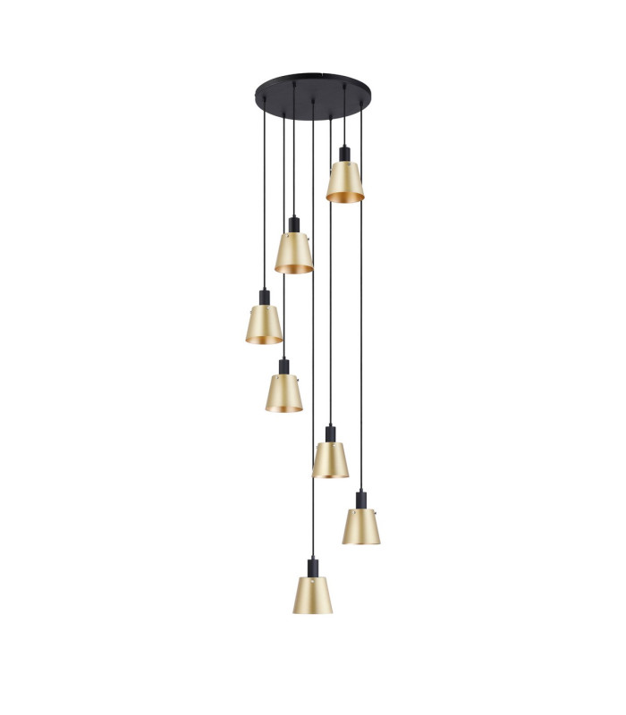 Greenport 58cm Round Pendant 16cm x 14cm Shade 7 Light E27 Sand Black/Brass/Gold Metal Shade-4
