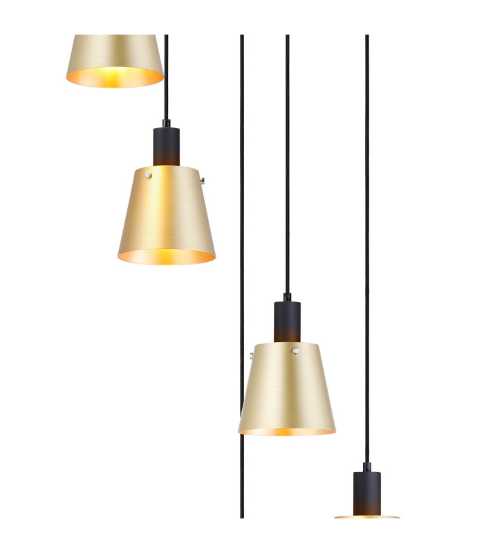 Greenport 58cm Round Pendant 16cm x 14cm Shade 7 Light E27 Sand Black/Brass/Gold Metal Shade-6